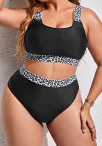 Plus Size Leopard Patchwork Bikini Two-Piece Set