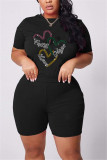 Conjunto de camiseta y shorts con cuentas para mujer