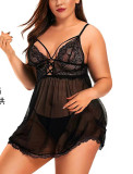 Plus Size Women Sexy Mesh  Nightdress lace See-Through Sexy Lingerie
