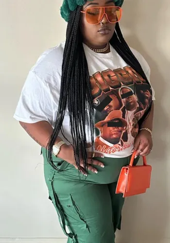 Plus Size Women Oversized Print Round Neck Short Sleeve T-Shirt