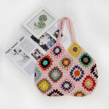 Gancho de mano puro mezcla de colores aleatorios sin posicionamiento Bolso de retazos bolso de estilo étnico