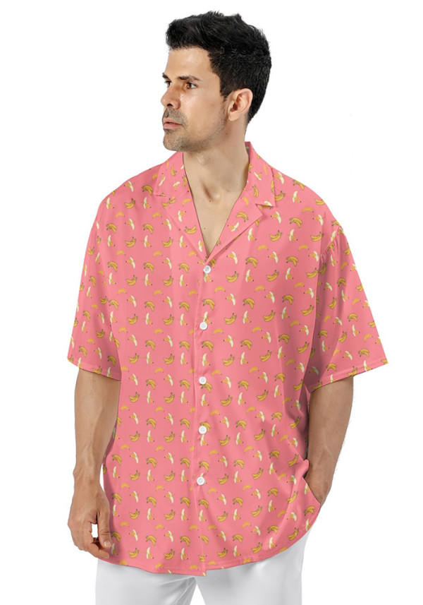 Hawaiian Flower Shirt Short Sleeve Men Loose Beach Hip Hop Print Short Sleeve Summer Print Casual Adult Shirt