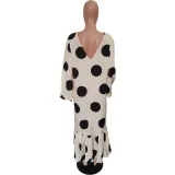 Ladies Loose Swing Polka Dot Print Dress