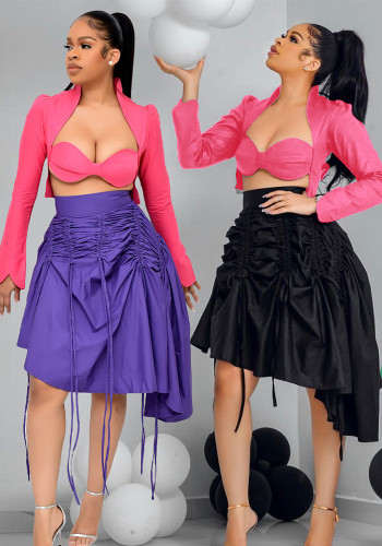 Women's Fashion Drawstring Pleated Irregular Skirt