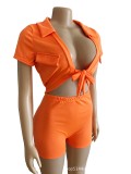 Women's Clothing Sexy Solid Color Lace-Up Suit