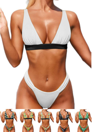 Benutzerdefinierte Gesichts-Badeanzüge Benutzerdefinierte Tech-Anzüge Damen-Bikini Zweiteiler-Badebekleidung