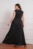 Plus Size Women's Summer Sleeveless V-Neck Gown Maxi Dress