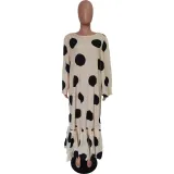 Ladies Loose Swing Polka Dot Print Dress