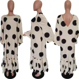 Ladies Loose Swing Polka Dot Print Dress