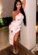 Women's Low Back Side Fork Sexy Print Dress