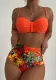 Women's solid color floral bikini swimsuit