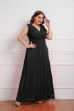 Plus Size Women's Summer Sleeveless V-Neck Gown Maxi Dress