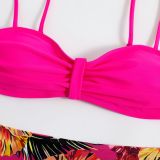 Women's solid color floral bikini swimsuit