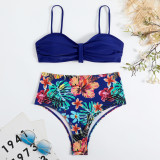 Bañador bikini mujer floral color liso