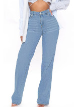 Jeans Damenmode Lässige Jeanshose mit geradem Bein