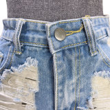 Feminine Denim Shorts Denim High Waist Casual Ripped Summer Jeans