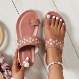 Plus Size Slippers Women's Summer Mesh Round Toe Slip-On Outdoor Wear Casual Flat Sandals