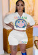 Women's Summer Printing Short-Sleeved Shorts Set Elastic Two-Piece Set For Women