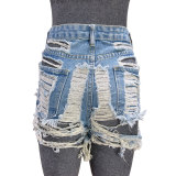 Feminine Denim Shorts Denim High Waist Casual Ripped Summer Jeans