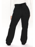Pantalones de mezclilla rasgados rectos negros de moda para mujer
