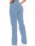 Pantalones vaqueros de pierna recta de mezclilla casual de moda para mujer
