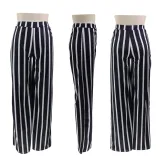 Women's Striped Print Loose Wide Leg Pants Straight High Waist Slim Fit Casual Pants