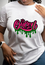 Camiseta de manga corta con estampado de letras y estilo casual para mujer