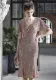 Women Formal Party Evening Gown with Iridescent Sequins