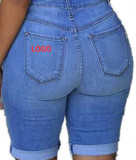 Customize Women Denim Ripped Cropped Pants