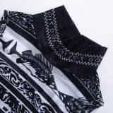 Conjunto de dos piezas de falda y top sin mangas con cuello alto y estampado de malla informal de verano para mujer