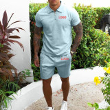 Customize Men Short Sleeve Top and Shorts Two-Piece Set