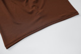 Conjunto de chaleco + falda de espalda baja con tirantes Cuello halter Ajuste ajustado Conjunto versátil Conjunto ajustado corto de dos piezas