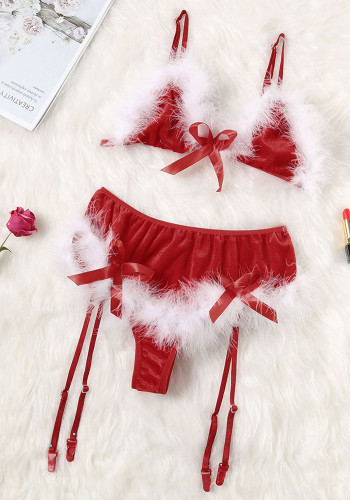 Sexy Lingerie Sexy Feather Festival Set Kerst bh set