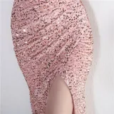 Velvet Sequin Magic Multi-Color One Shoulder Party Wedding Dinner Mermaid Long Evening Gown