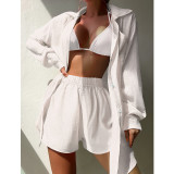 Shirt Sets Beach Holidays Sun Protection Loose-fitting 2PC Short Set