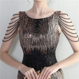 Positioning flower bead piece beading sexy party dinner ceremony concert long dress