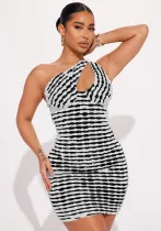 Ladies Sexy Fashion Slash Shoulder Cutout Dress
