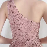 Velvet Sequin Magic Multi-Color One Shoulder Party Wedding Dinner Mermaid Long Evening Gown