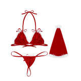 Sexy lingerie women's sexy temptation mesh Christmas girl bra set