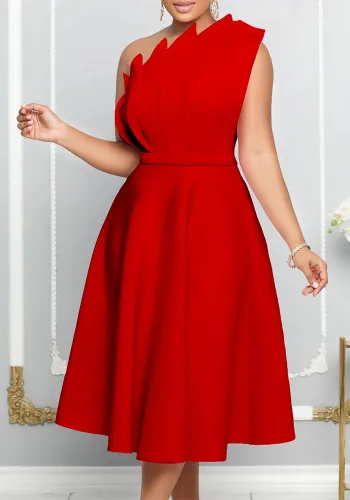 Plus Size Women's Sexy One Shoulder Ruched High Waist Ruffle Formal Party Gown Evening Dress