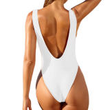 Trajes de baño personalizados sexy para mujer con cara de cintura alta sin espalda trajes de baño personalizables de una pieza