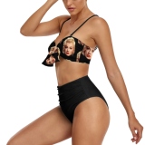 Trajes de baño de cara personalizada con estampado personalizado para mujer, bikini sexy de dos piezas con cintura alta y foto personalizada