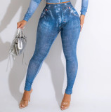 Leggings con estampado de posicionamiento digital delgado estampado de verano para mujer