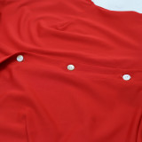 vestido de verano de manga corta con cuello de polo y cintura alta con botones