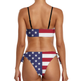women's custom face swimsuits custom American Flag print sexy two piece bikini