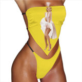 Women's strapless custom swimsuits with pictures sexy two piece face print customized swimwear