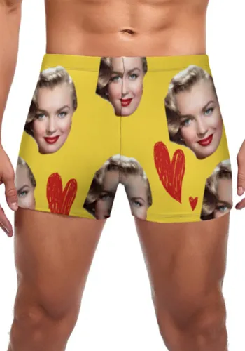 Face custom swimwear Men's boxer swim trunks with picture