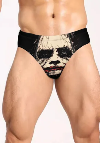 Men's face custom printed swim briefs