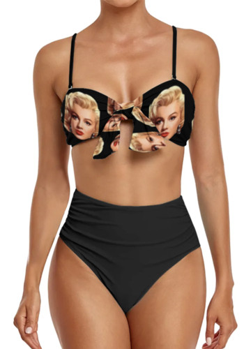 women's Personalized print custom face swimsuits sexy two piece high waist custom photo bikini