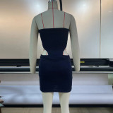 Spring Summer Strapless Knitting Tight Fitting Hollow Low Back Sexy Wrap Dress
